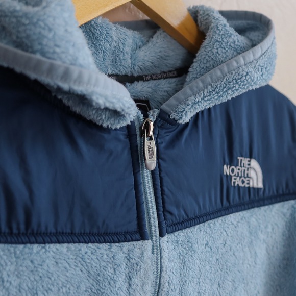 The North Face Osito Fleece Hoodie Womens Medium Blue Full Zip Jacket Coat - Picture 9 of 12